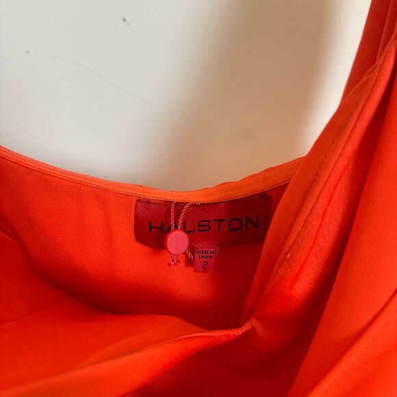 HALSTON Roselle One-Shoulder Cotton Blend Crepe Gown in Orange Spice Size US 2 - Picture 4 of 10